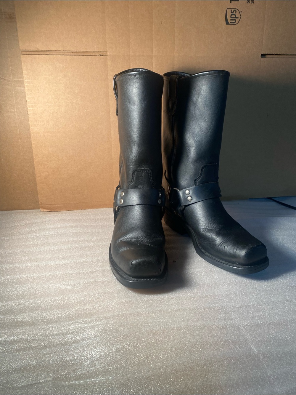 Double H Black Leather Harness Boots